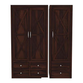 ONIJA Wooden 3 Door Wardrobe for Clothes with 6 Drawer 4 Shelf Storage & Hanging Space - Sheesham Wood Almirah for Bedroom